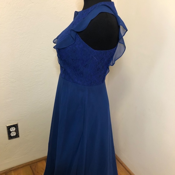 Aidan Mattox Blue Gown Ruffle and Lace Size 4 - Picture 11 of 16